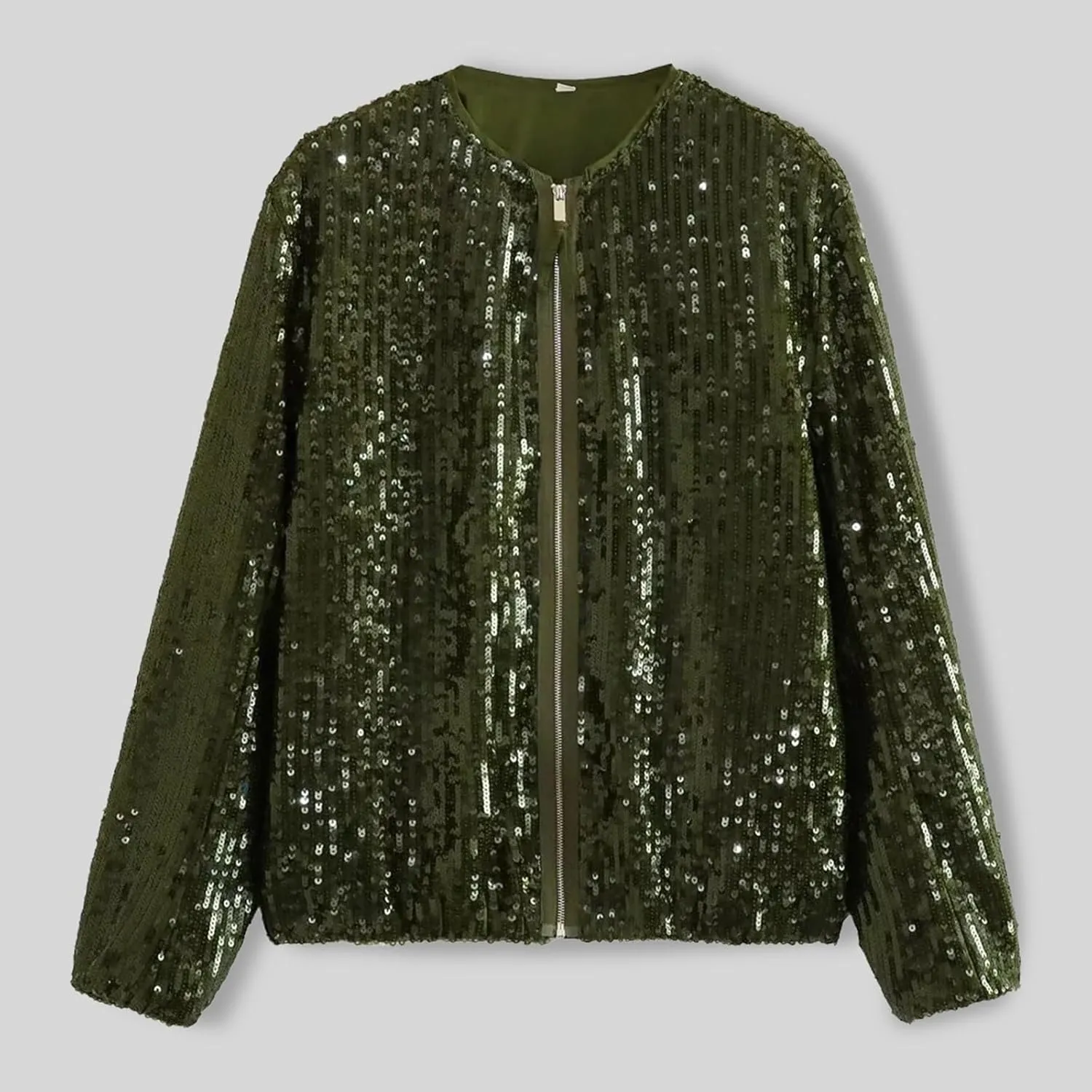 2023 Women's Sequin Jackets Long Sleeve Winter Baseball Coats Full Zip Sweatshirts Trendy Elegant Party Outwear Tops