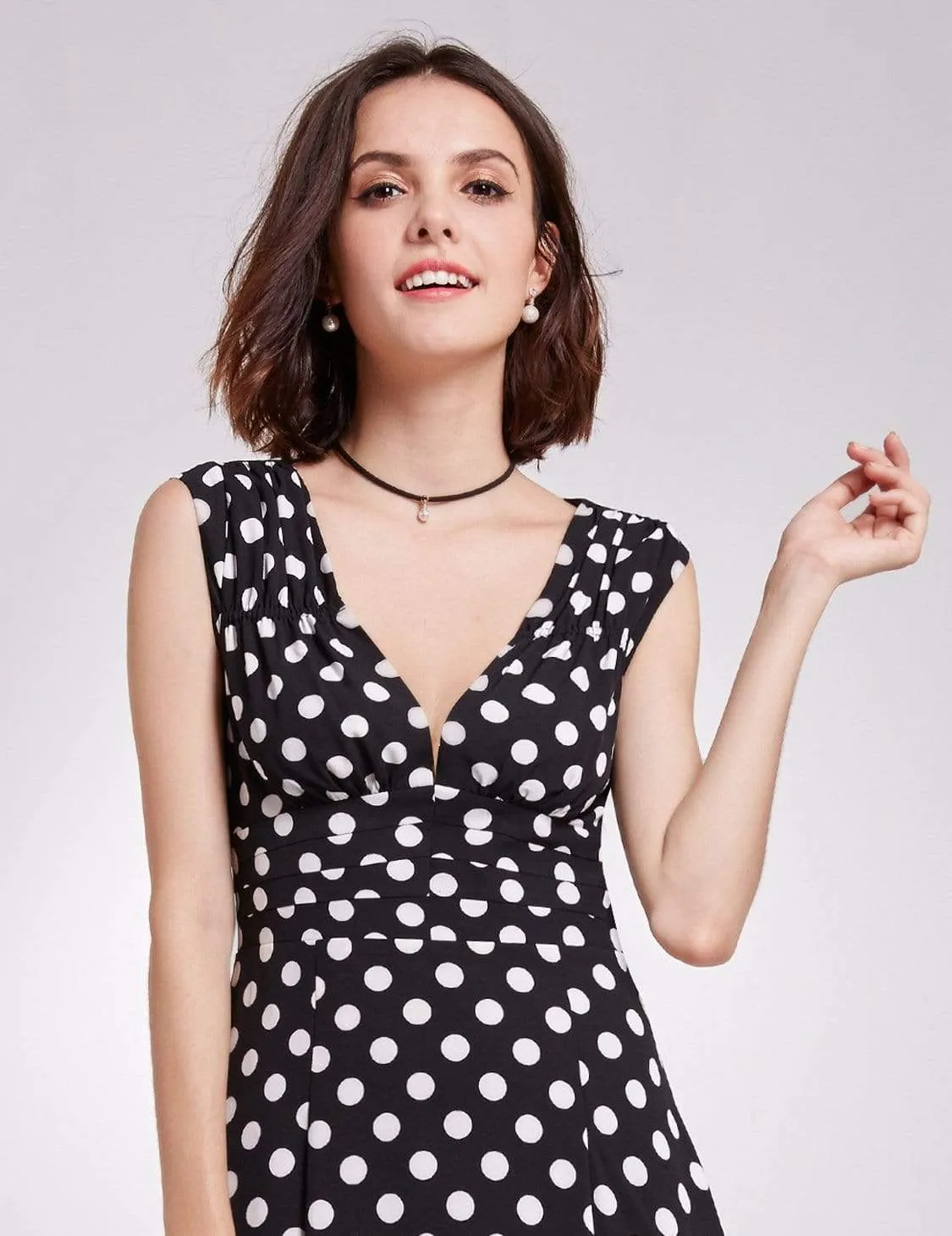 Alisa Pan V Neck Polka Dot A Line Dress