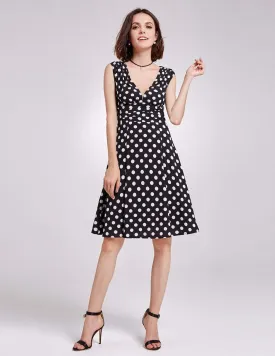 Alisa Pan V Neck Polka Dot A Line Dress