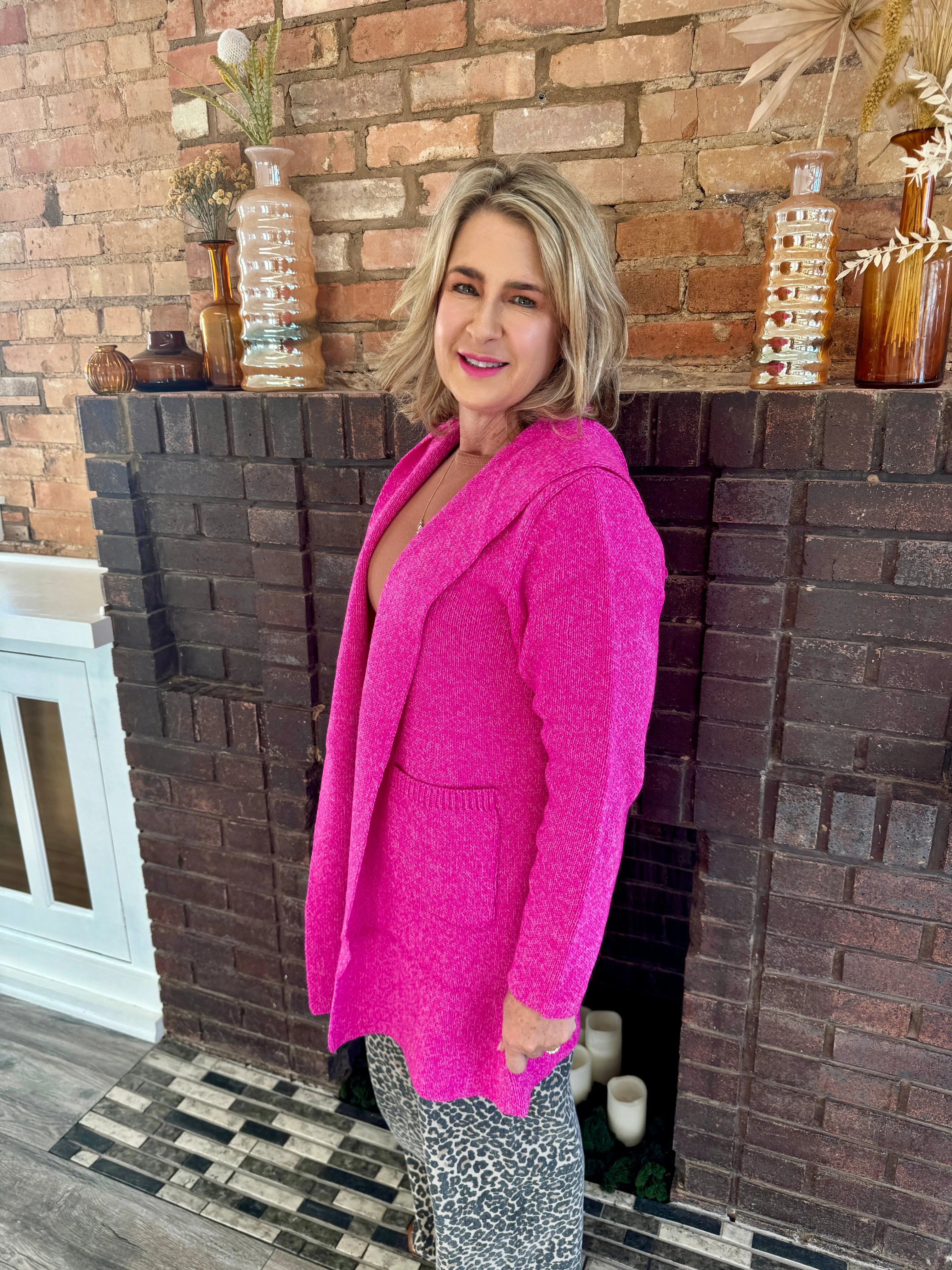 Anne Cardigan Neon Pink