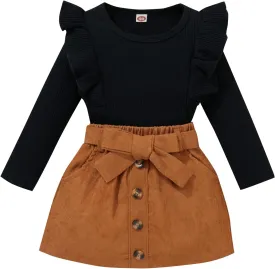 Baby Girls Fall Outfits Long Sleeve Romper Plaid Suspender Skirt Headband Newborn Spring Clothes