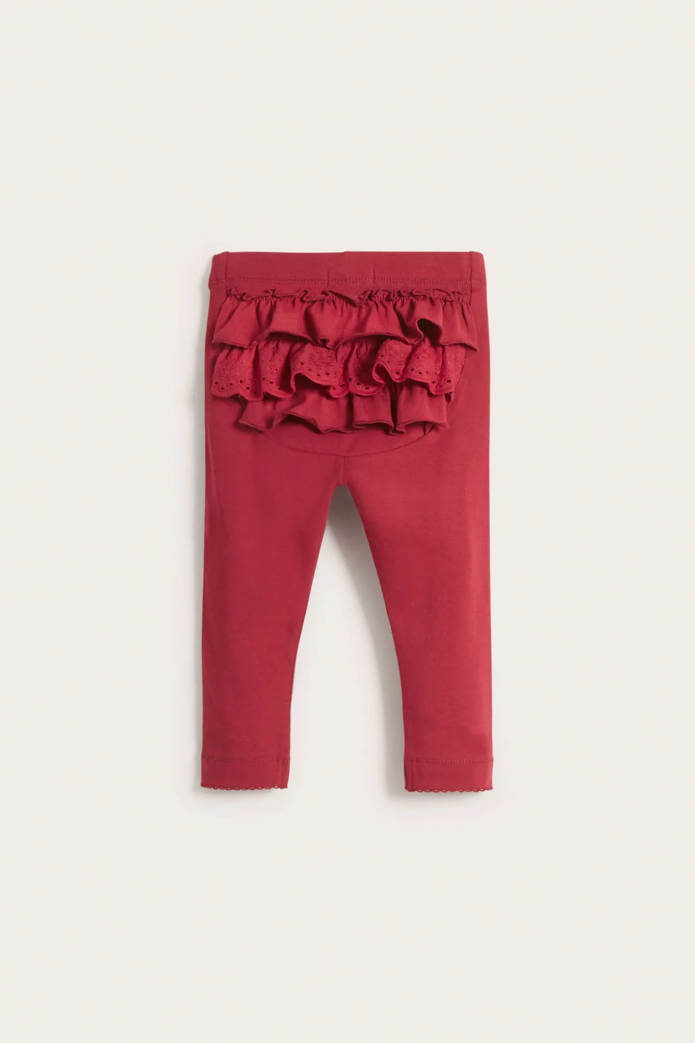 Baby red leggings with ruffles