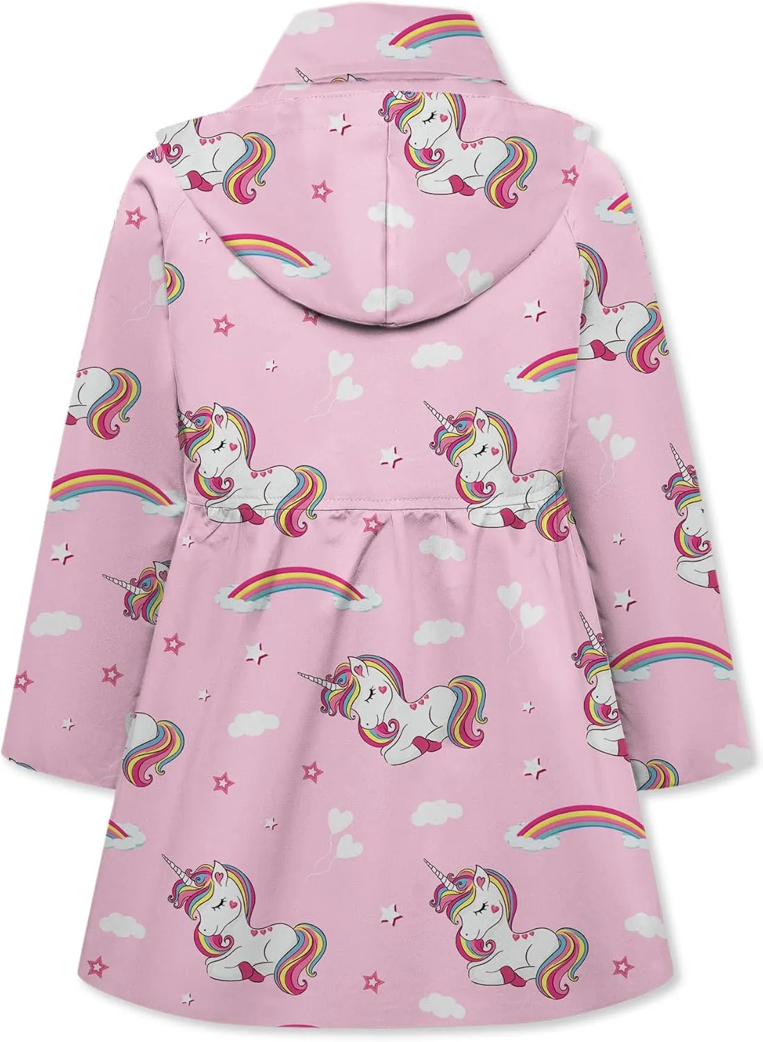 Betusline Girl's Hooded Rain Jackets Lightweight Print Waterproof Trench Coat Windbreaker Raincoats for Girls,2-14 Years