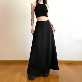 Black Minimalist High-Waisted Flowy Maxi Skirt
