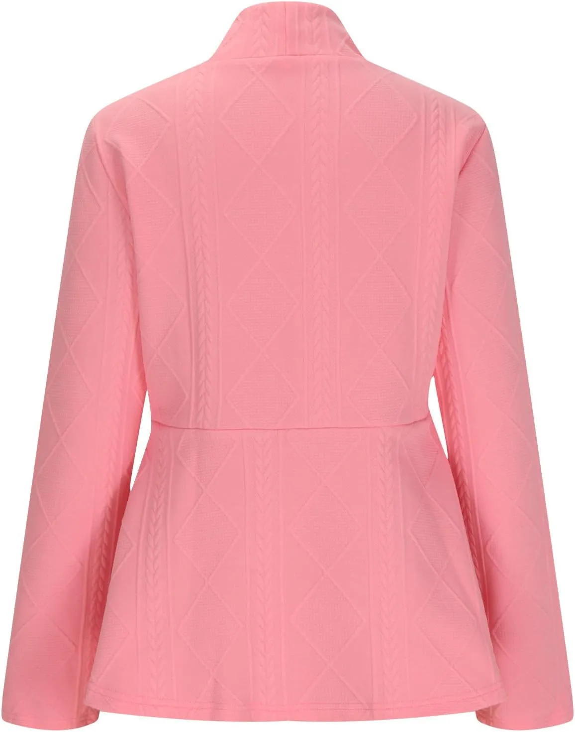 Blazer for Women Fashion Textured Ruffle Hem Blazer Long Sleeve V-Neck Single Button Shawl Collar Outerwear