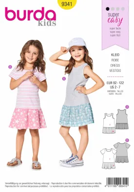 Burda Pattern 9341 Child's Summer Jersey Dresses (2-7)