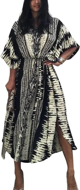 CHERRY CAT Women Beachwear Long Beach Coverups Kaftan Casual Caftan Dress Swimwear cover ups