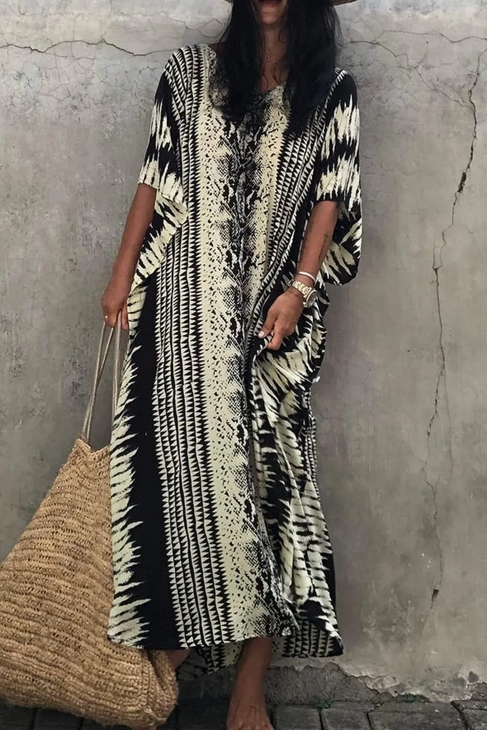 CHERRY CAT Women Beachwear Long Beach Coverups Kaftan Casual Caftan Dress Swimwear cover ups