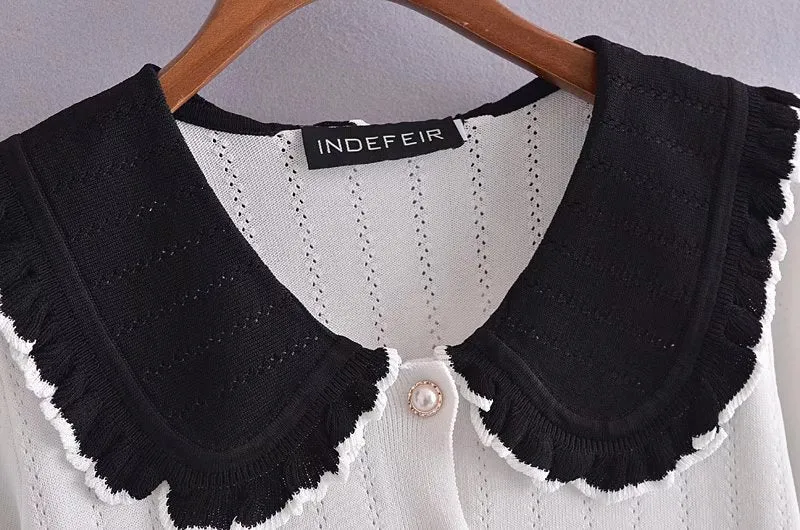 Chic Doll Collar Knitted Cardigan