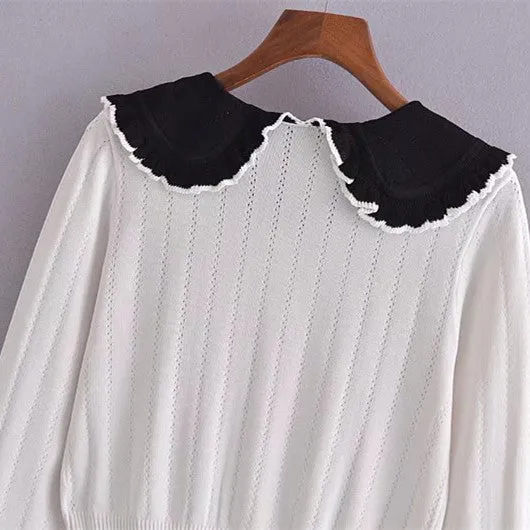 Chic Doll Collar Knitted Cardigan