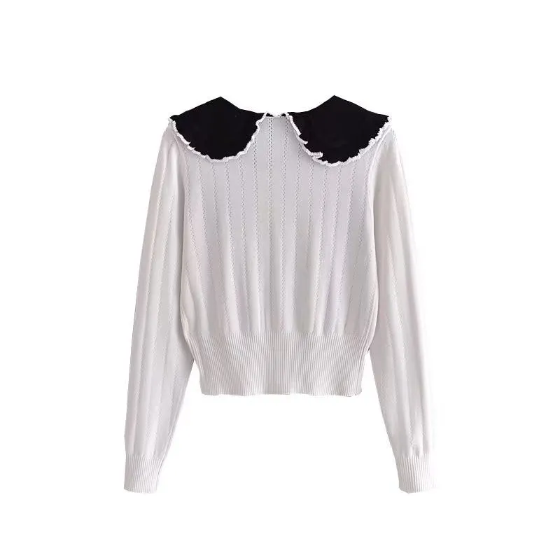 Chic Doll Collar Knitted Cardigan