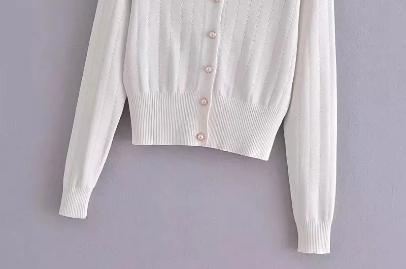 Chic Doll Collar Knitted Cardigan