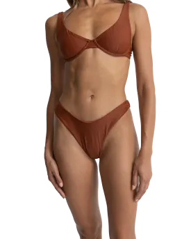 Classic Hi Cut Bikini Bottoms in Rust
