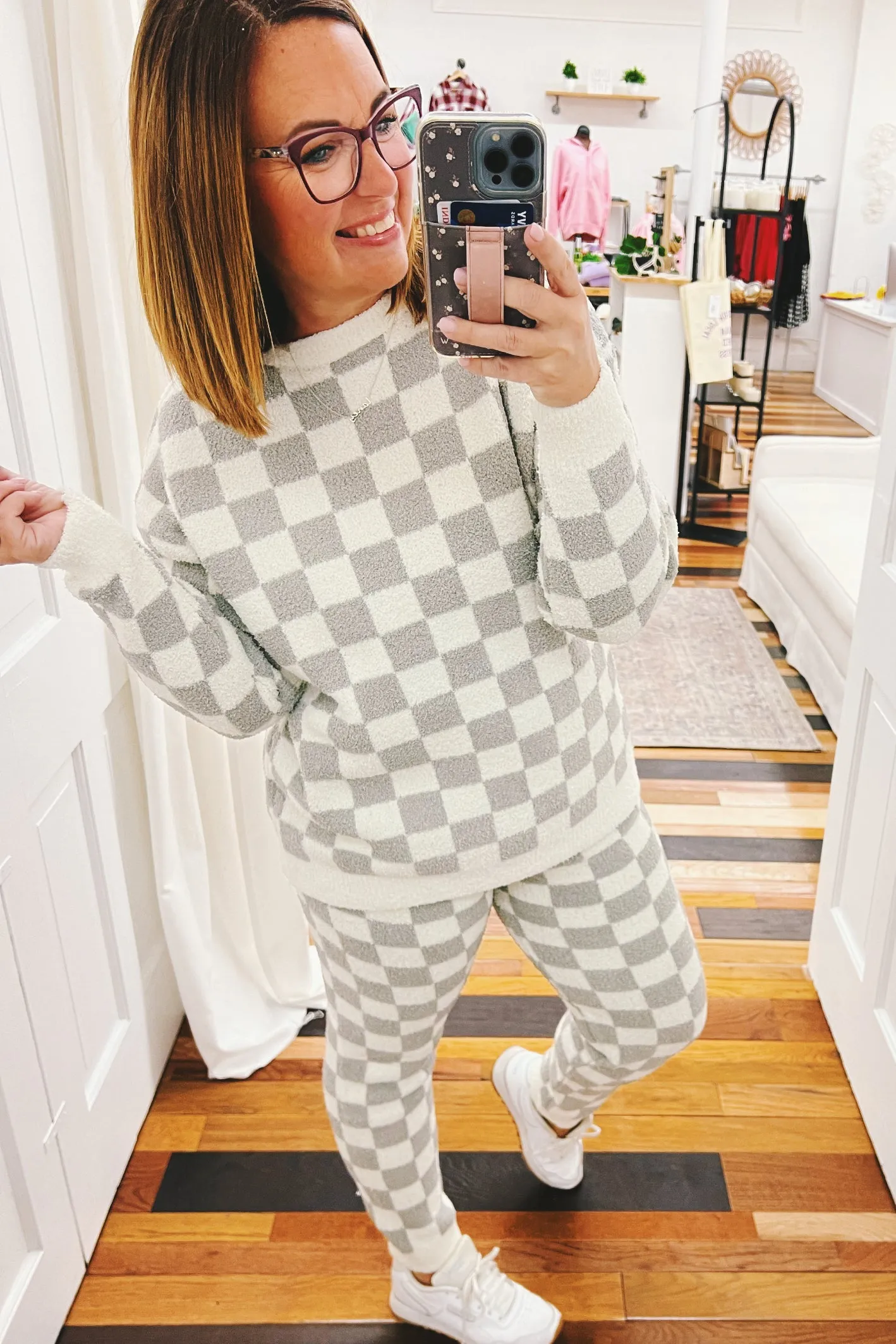 Claudia Checkered Cloud Pullover