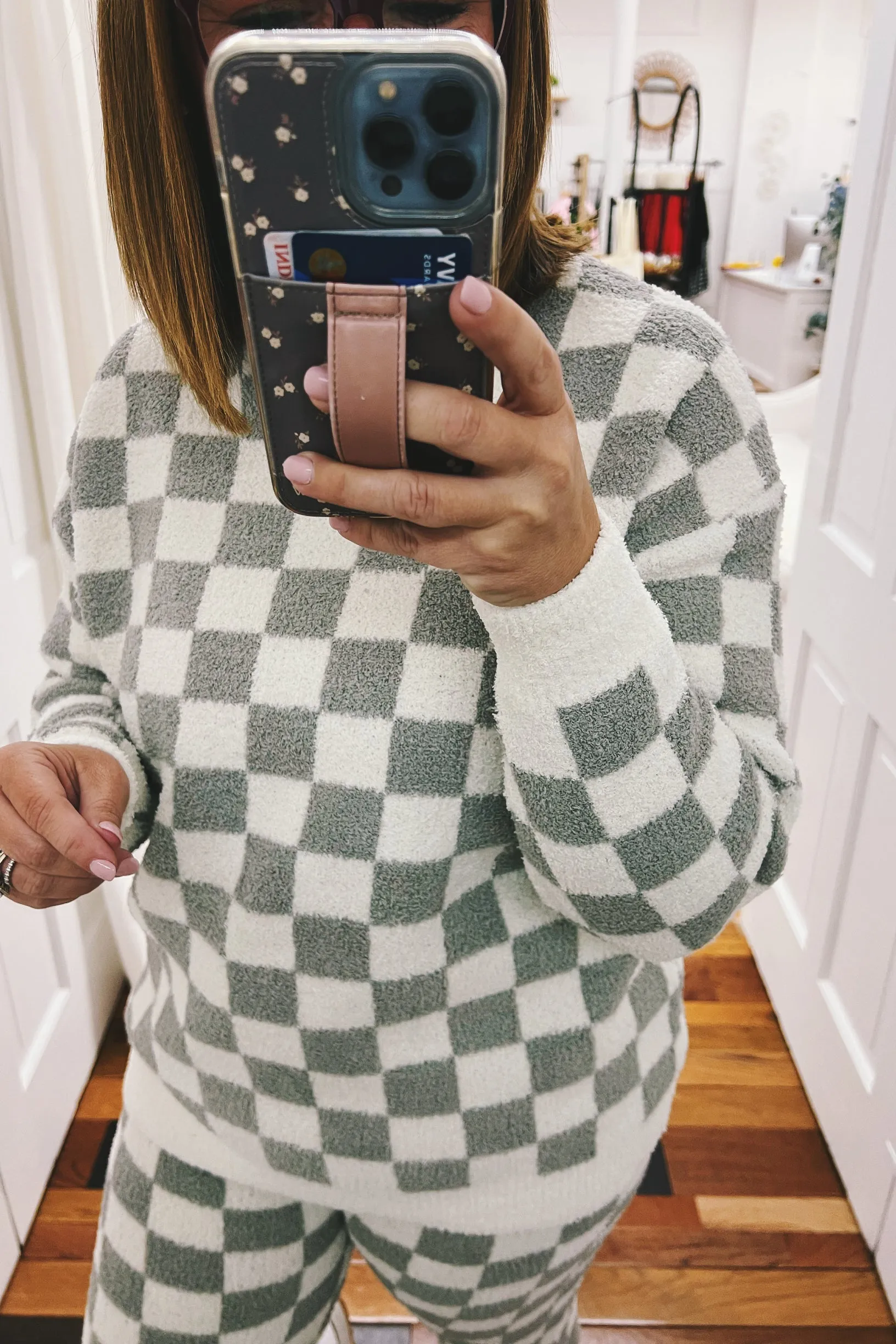 Claudia Checkered Cloud Pullover