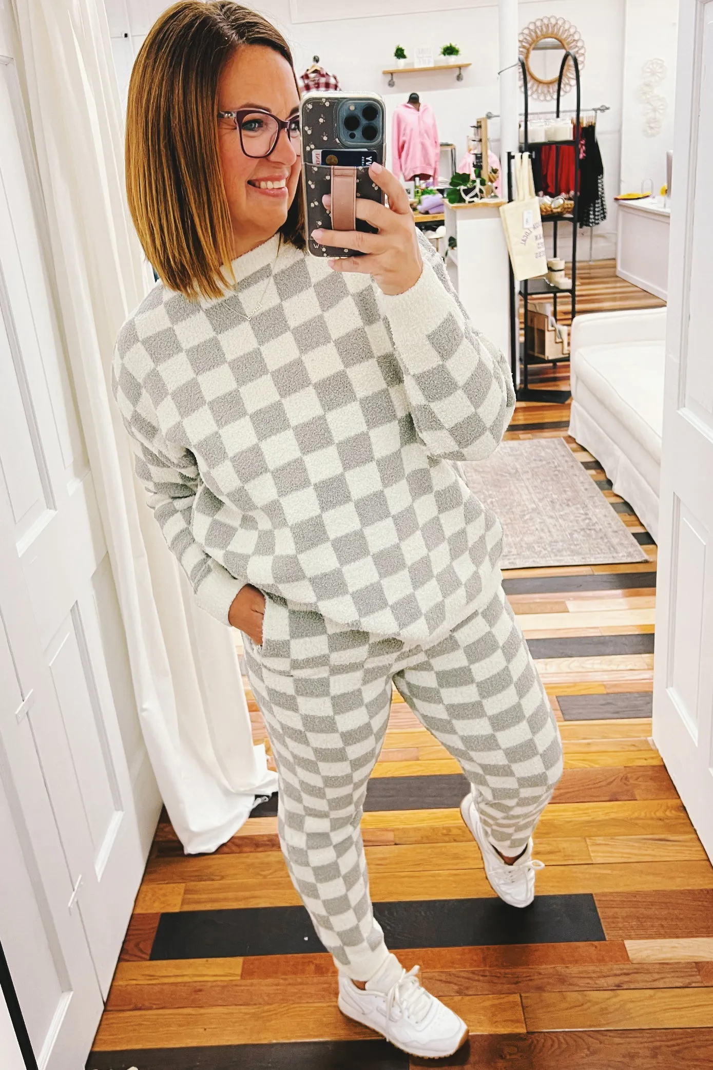 Claudia Checkered Cloud Pullover