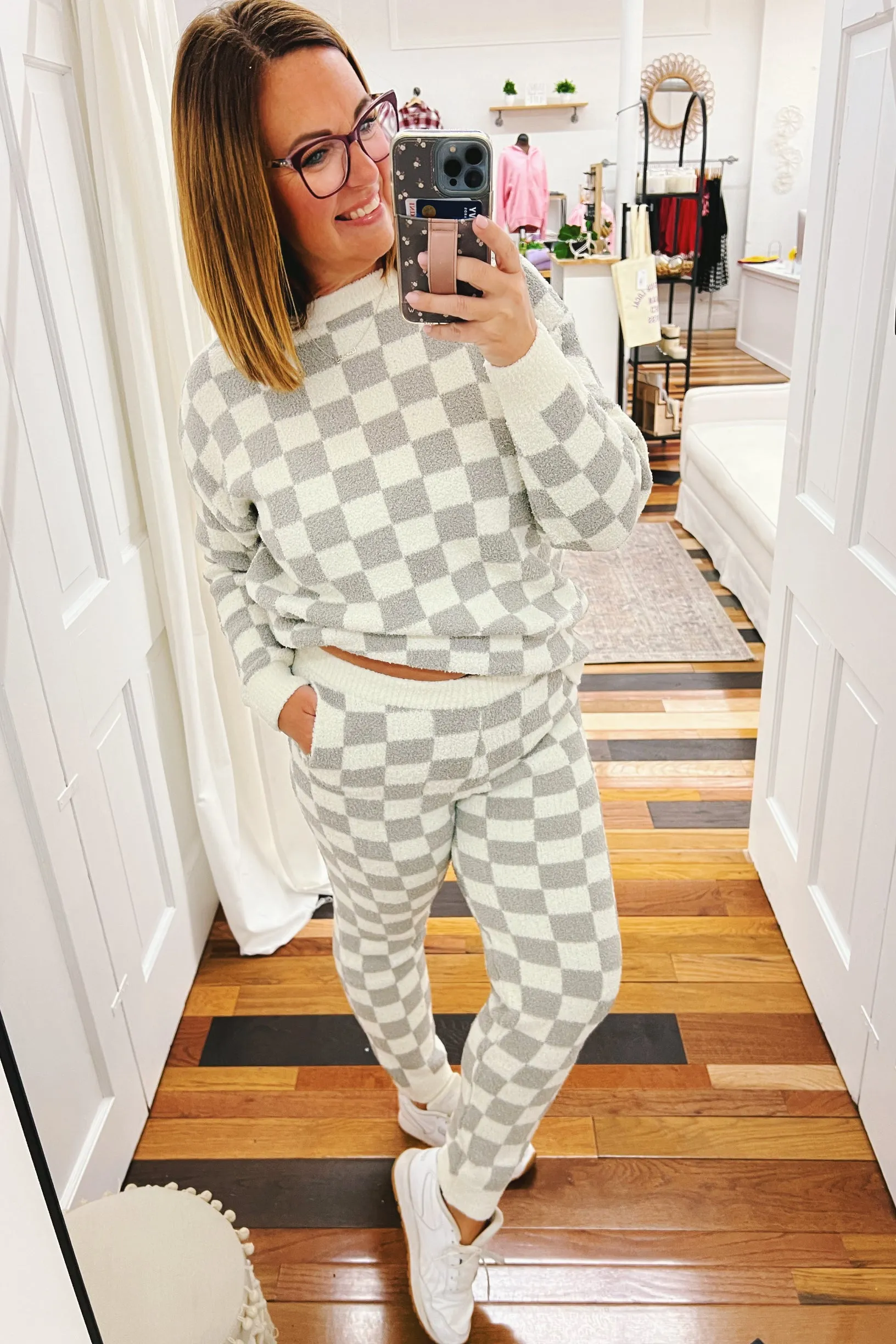 Claudia Checkered Cloud Pullover