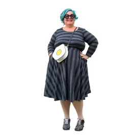 Cotton Jersey Circle Skirt in charcoal grey stripe