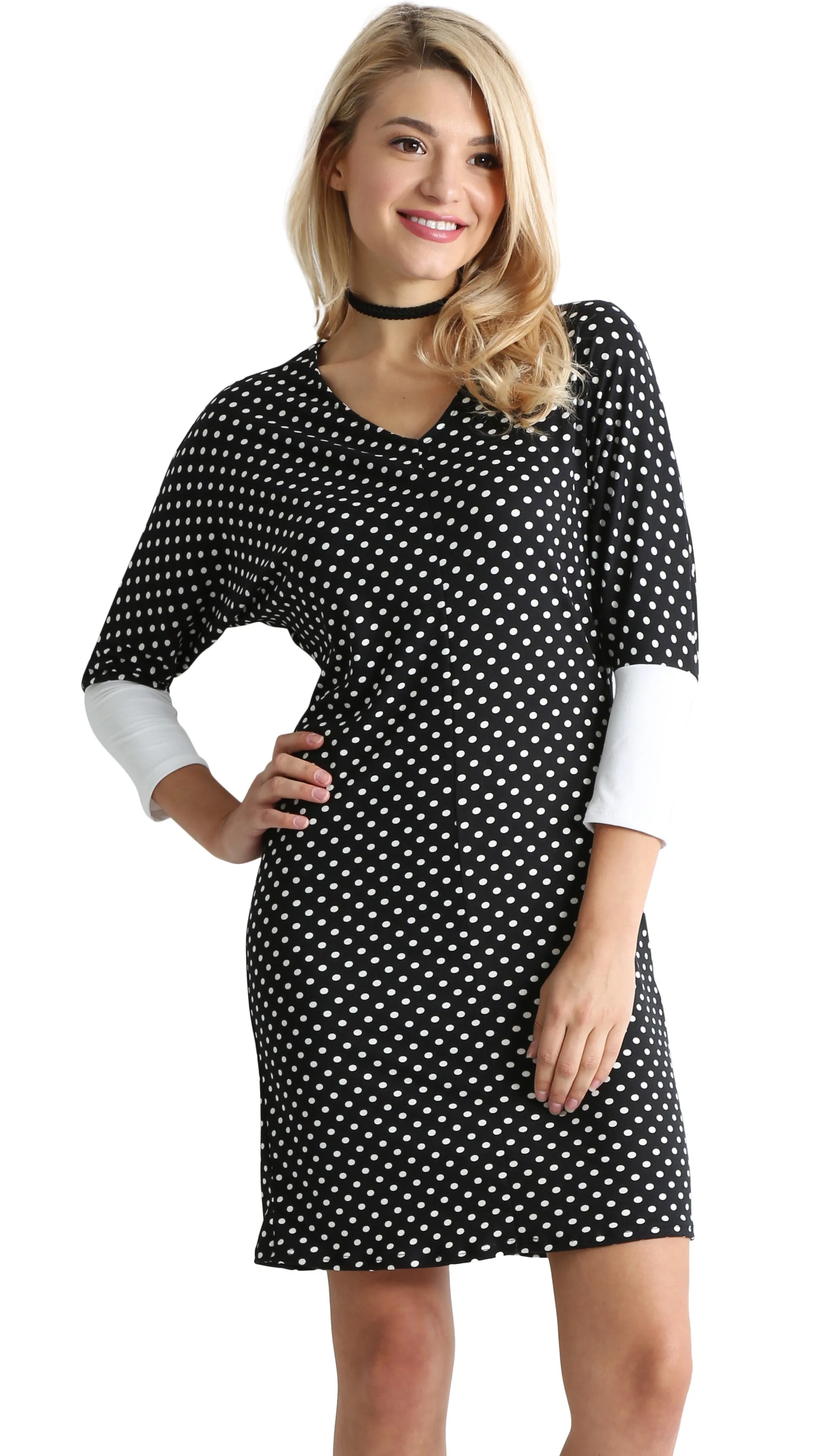 Daringly Dolman Contrast Dress