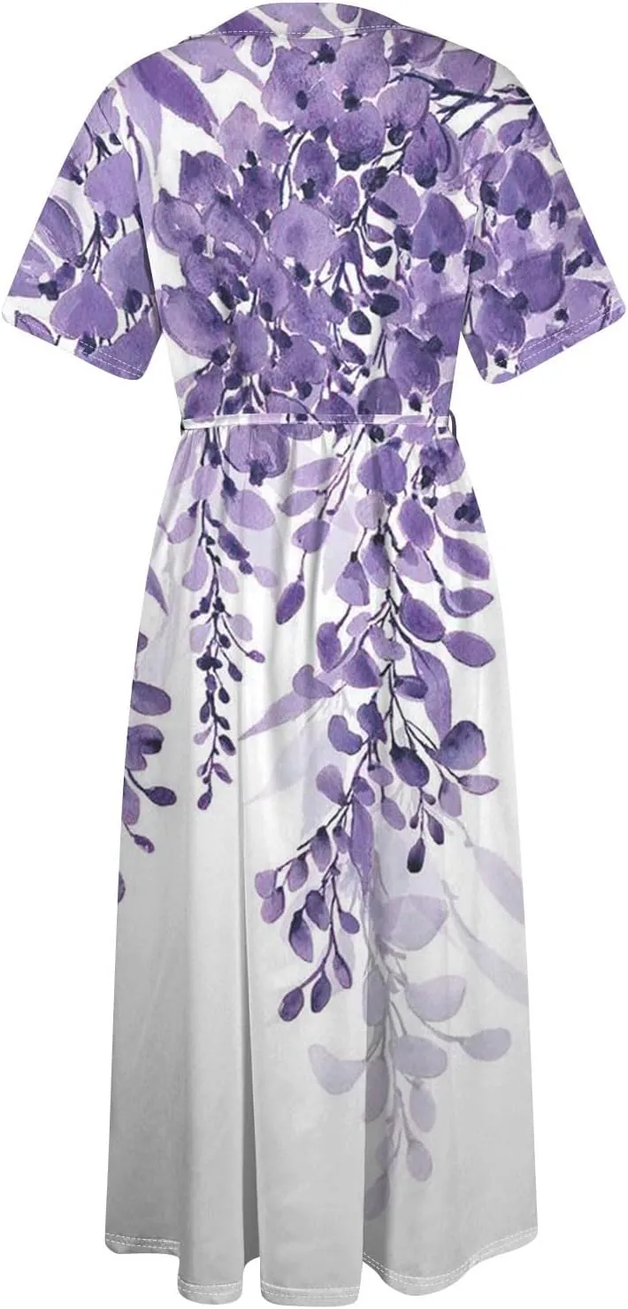 Dresses for Women 2025 Tie Swing Spring Summer Maxi Dress Short Sleeve Womens Summer