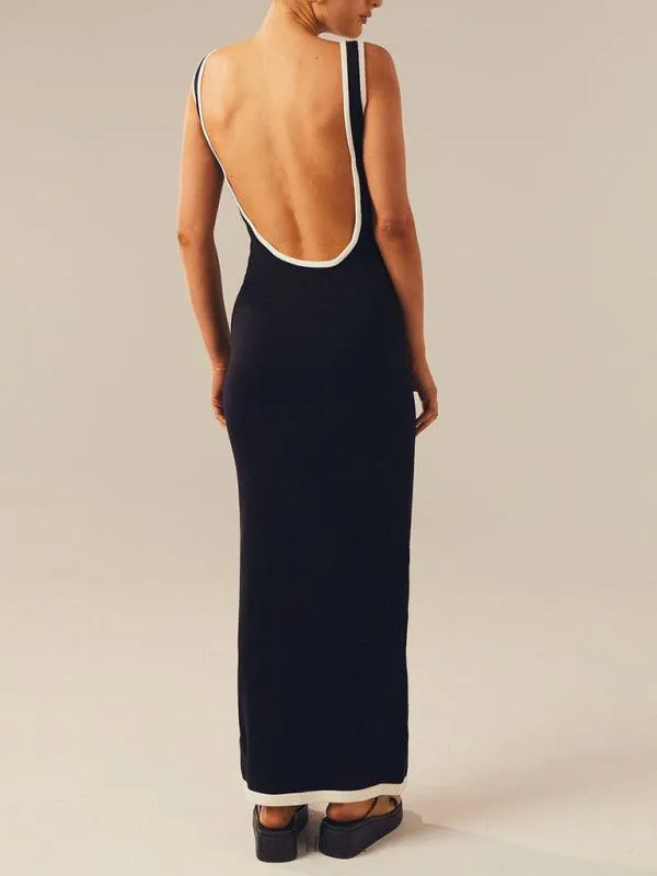 Elegant Backless Maxi Dress with Fun Hip Cutout for Effortless Style Transition