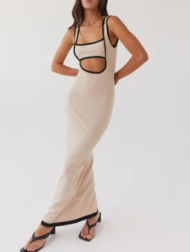 Elegant Backless Maxi Dress with Fun Hip Cutout for Effortless Style Transition