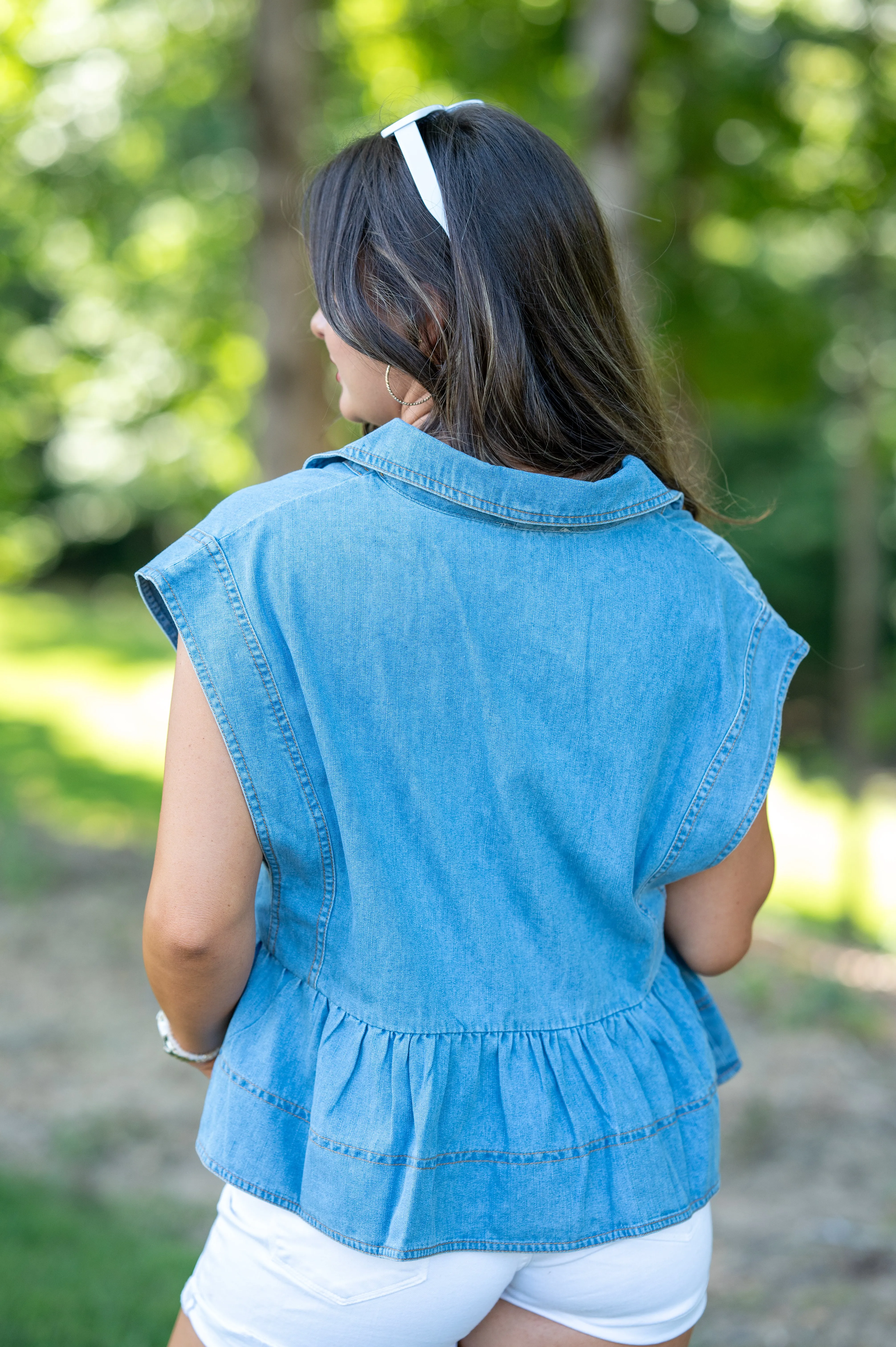 Feels Like Summer Denim Top-Light Denim