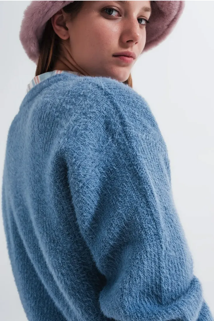 Fluffy Blue Sweater