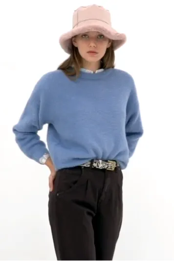 Fluffy Blue Sweater