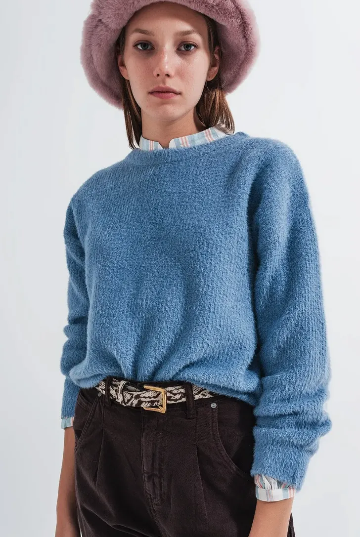 Fluffy Blue Sweater