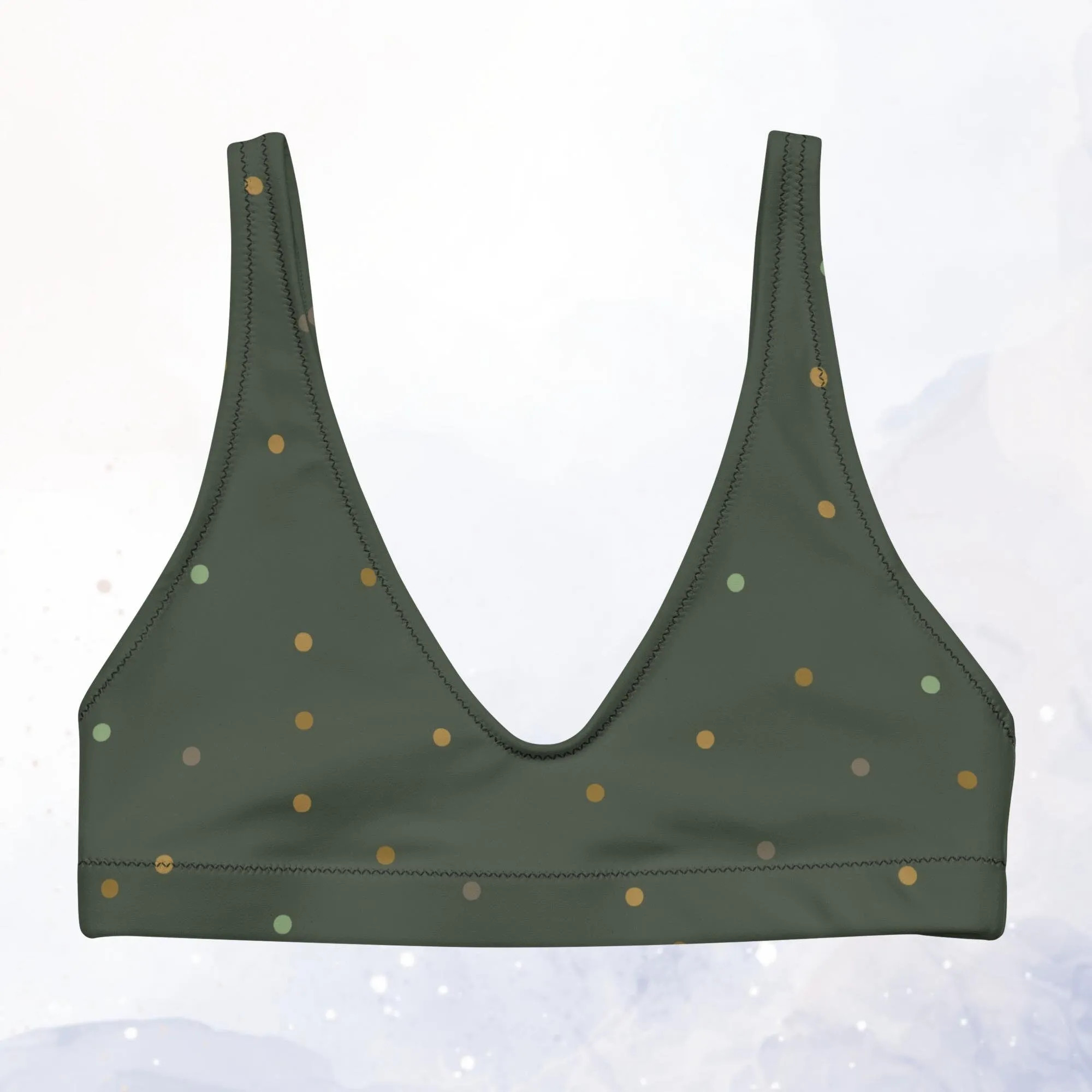 Forest Green Polka Dot Recycled Padded Bra Bikini Top