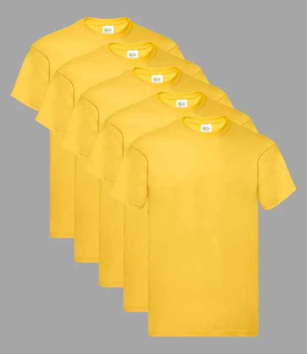 Fruit of the Loom Men T-Shirt Original | Sunflower ( Pack of 5 )