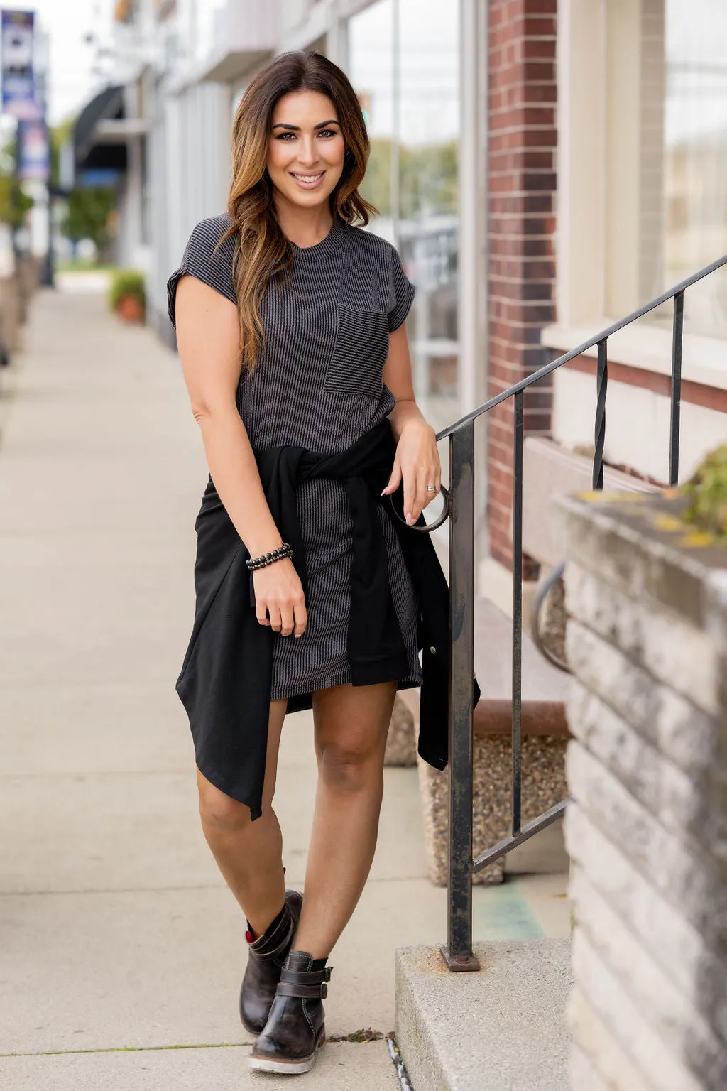 Heavily Ribbed Tee Dress