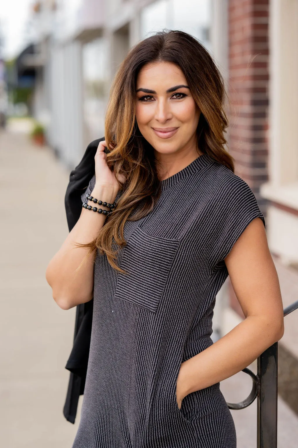 Heavily Ribbed Tee Dress