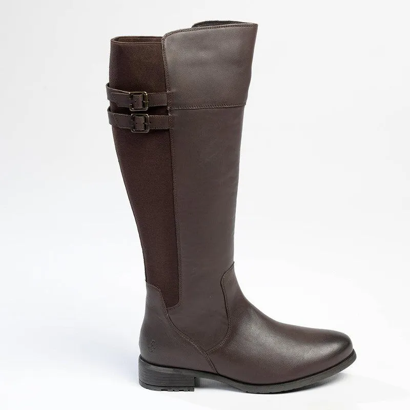 Hush Puppies Arla Leather Rider Boot - Chocolate