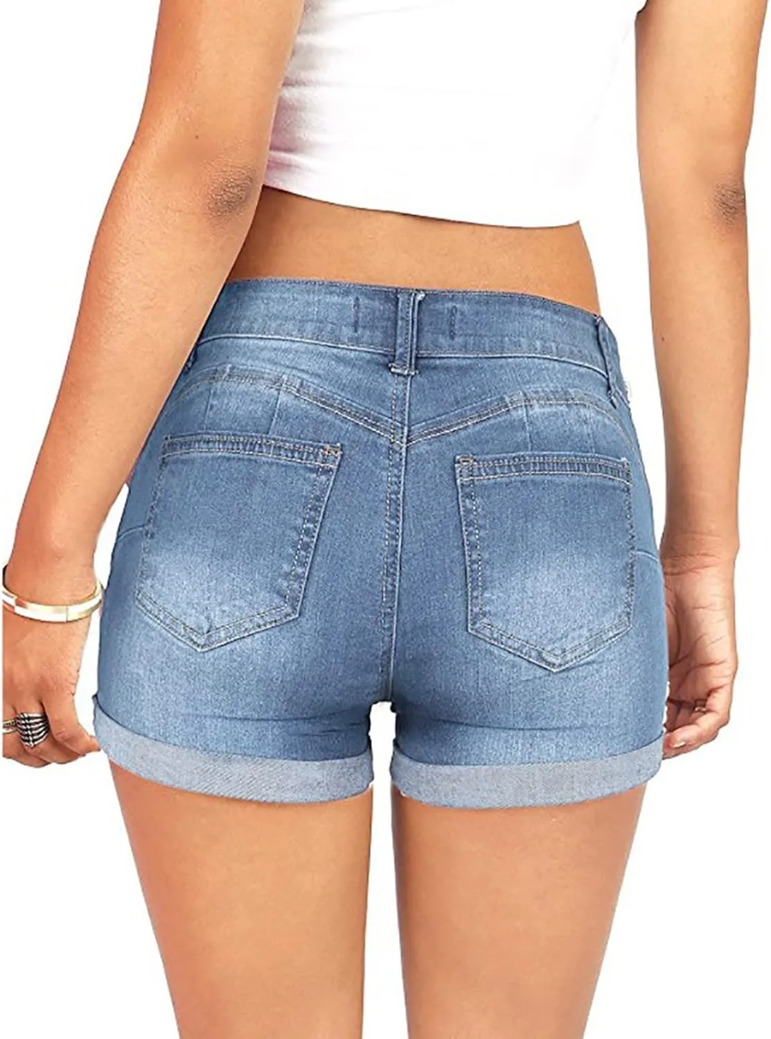 Jean Shorts Womens Casual Summer Ripped Low Rise Trendy Stretch Baggy 2025 Hot Denim Shorts Raw Hem Y2k Ladies Jorts