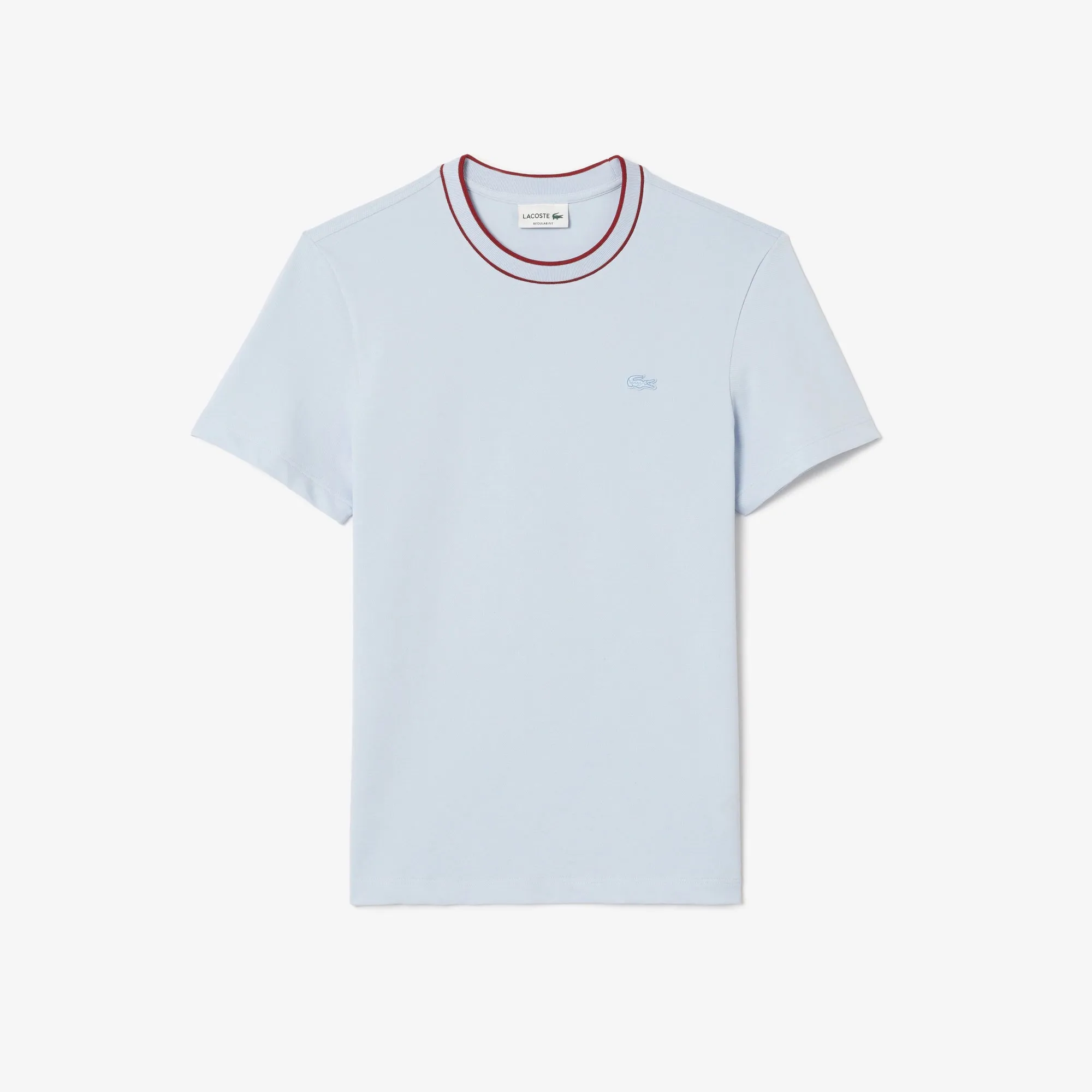 Lacoste Stretch Pique Stripe Collar T-Shirt in Light Blue