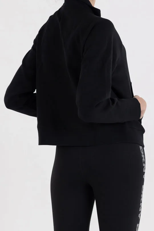 LONG SLEEVE MOCK NECK HALF ZIP PULLOVER WITH KANGA POCKET