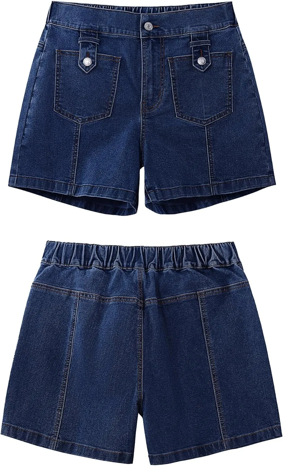 luvamia Jean Shorts for Women High Waisted Wide Leg Elastic Waist Stretchy Denim Jorts Summer Causal Shorts with Pockets
