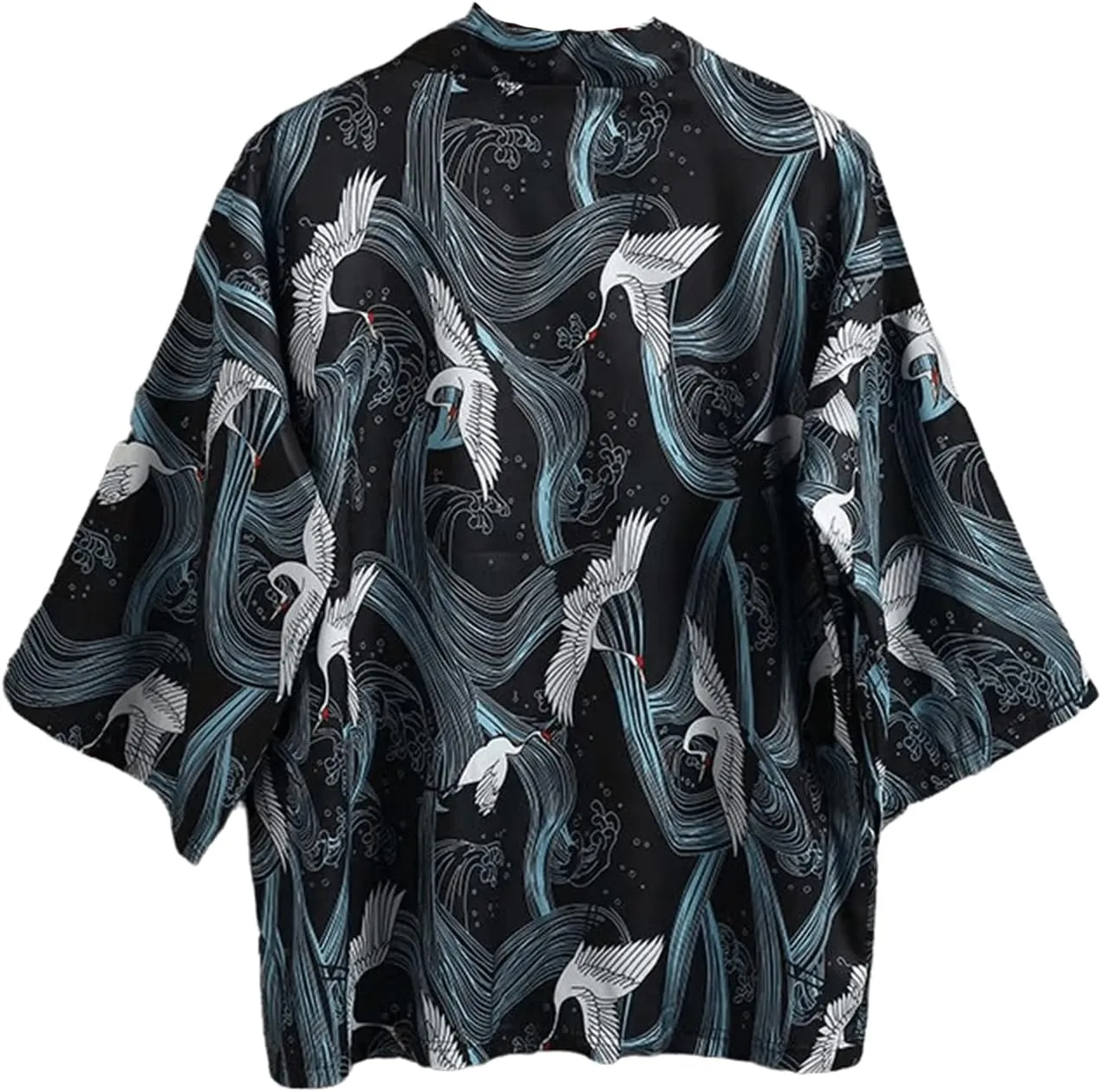 Men Women Japanese Haori Shirt, Y2K Anime Harajuku Kimono Short Sleeve Button Down Aesthetic Top Streetwear Summer