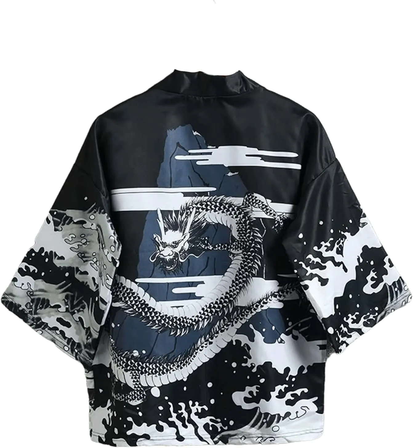 Men Women Japanese Haori Shirt, Y2K Anime Harajuku Kimono Short Sleeve Button Down Aesthetic Top Streetwear Summer