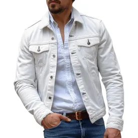 Men's Casual Slim Lapel Canvas Jacket 35856626F