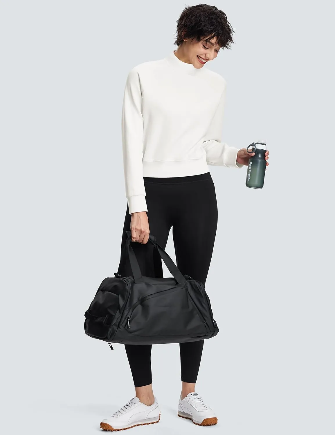 Modal Soft Cropped Sweatshirts for Women Long Sleeve Crew Neck Pullover Crop Top