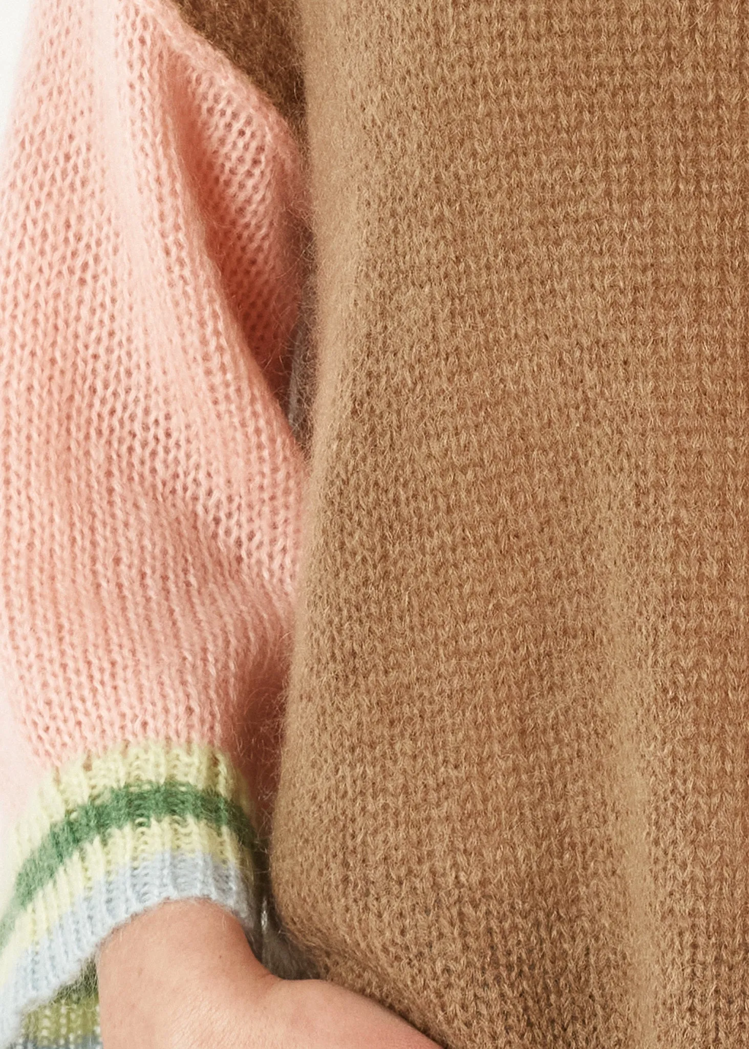 Mohair Colour Block Jumper - Caramel