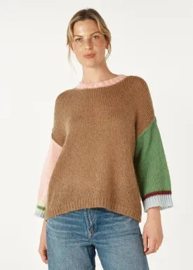 Mohair Colour Block Jumper - Caramel