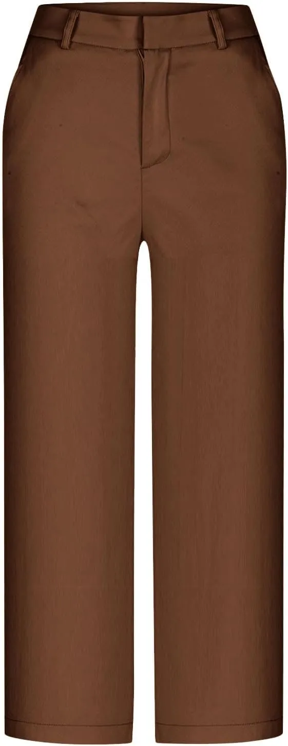 NaRHbrg Capri Pants for Women High Waisted Wide Leg Palazzo Trousers Solid Causal Dressy Pants Loose Lounge Pant with Pockets
