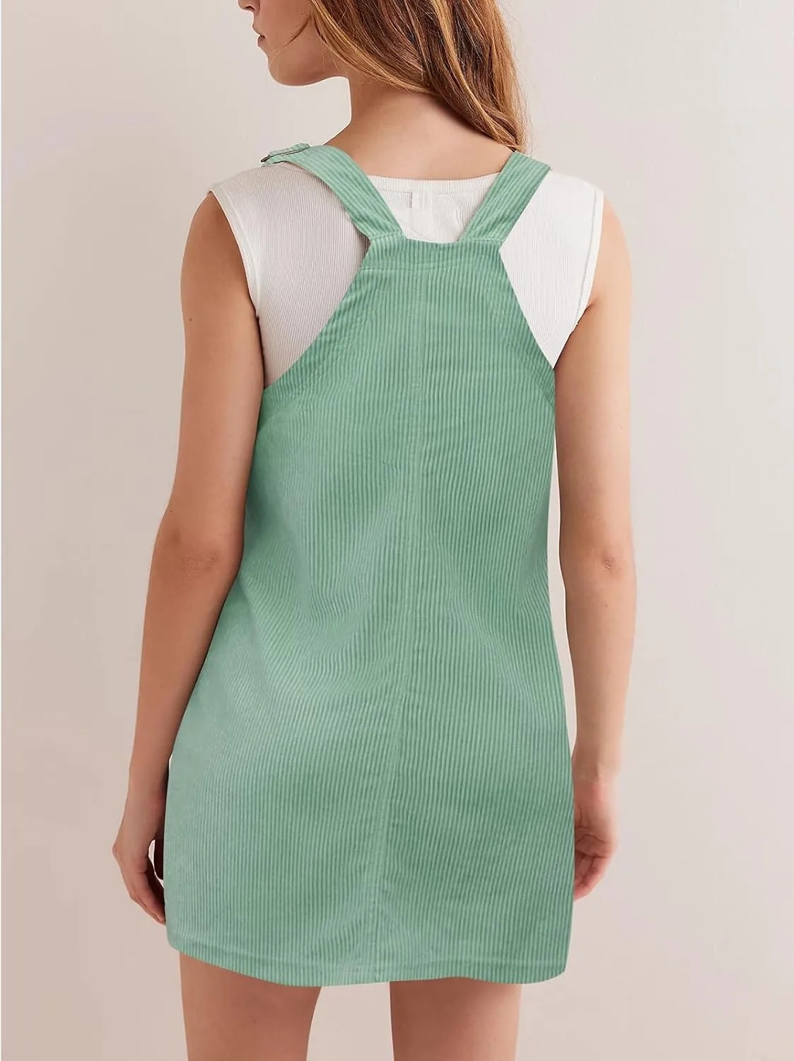 Overall Dress for Women Adjustable Strap Jumper Mini Dresses with Pockets Summer Corduroy Overalls 2025
