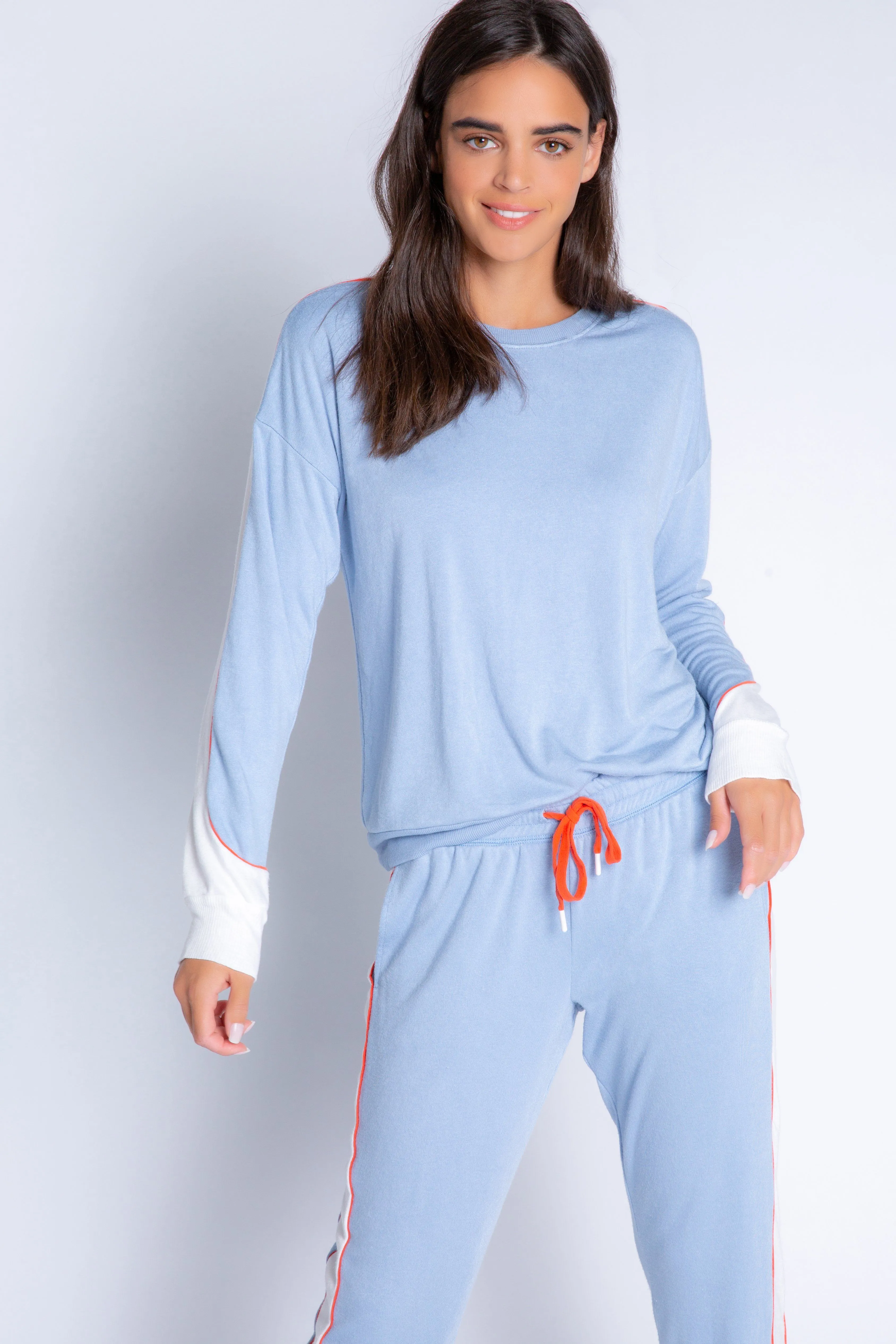 PJ Salvage Roller Derby Solid Long Sleeve Top- Light Denim