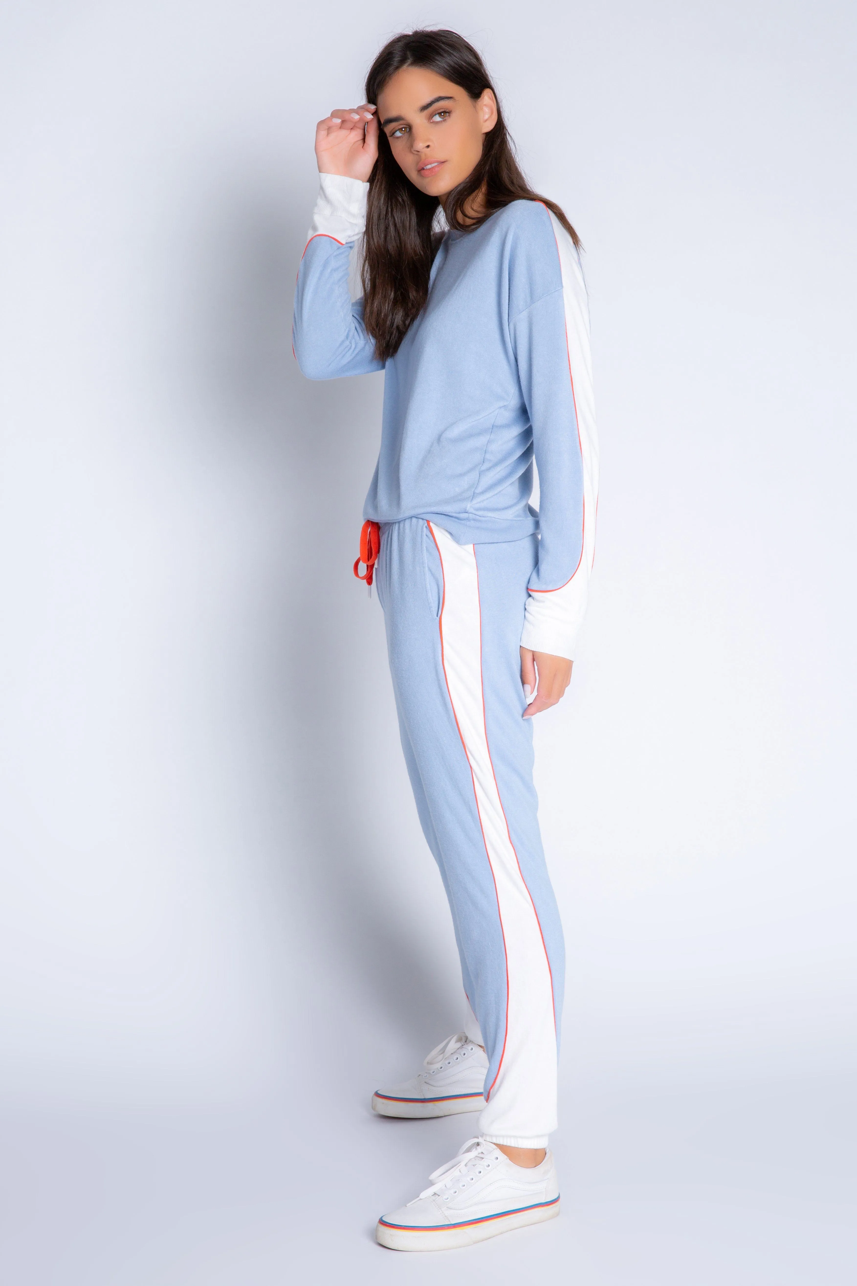 PJ Salvage Roller Derby Solid Long Sleeve Top- Light Denim
