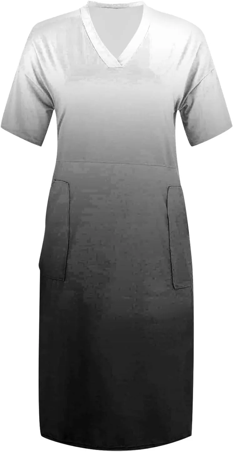 Plus Size Dresses for Curvy Women 2024 Summer Casual Short Sleeve Tshirt Midi Dress with Pockets Beach Vacation Dress